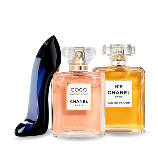 KIT 3 Perfumes: GOOD GIRL, COCO MADEMOISELLE y Chanel Nº5 100ml