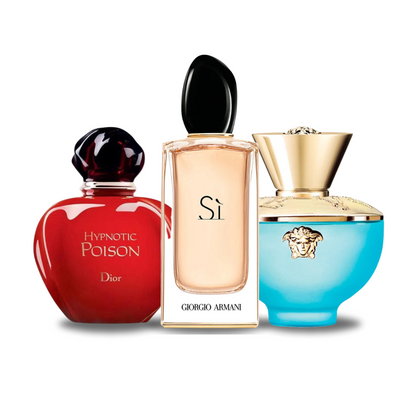 KIT 3 Perfumes: Dior HYPNOTIC POISON, Giorgio Armani SÌ y Versace DYLAN TURQUOISE 100ml