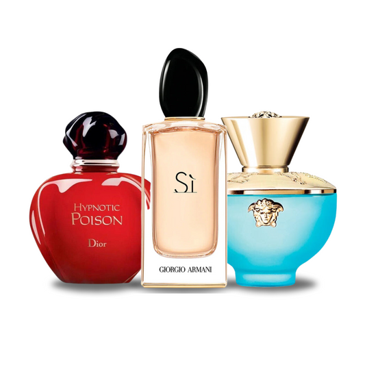 KIT 3 Perfumes: Dior HYPNOTIC POISON, Giorgio Armani SÌ y Versace DYLAN TURQUOISE 100ml