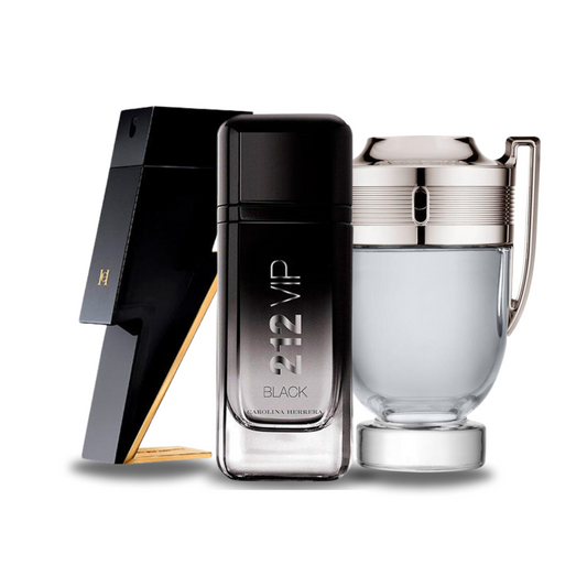 KIT 3 Perfumes: BAD BOY, 212 VIP BLACK y Paco Rabanne INVICTUS (Eau de Parfum)