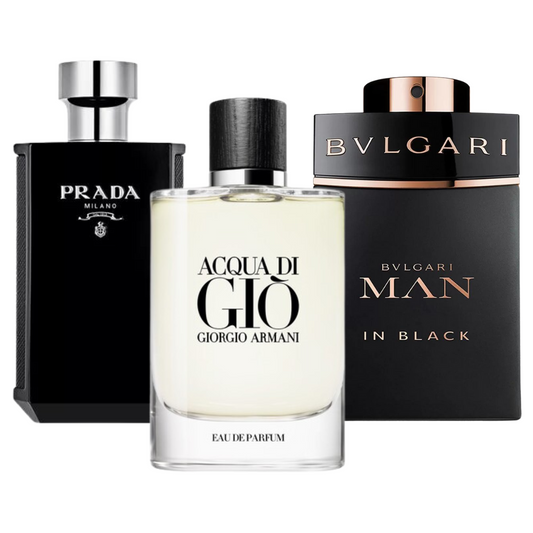KIT 3 Perfumes: Bvlgari In Black, Giorgio Armani Acqua Di Gio y L'Homme Prada Intense 100ml
