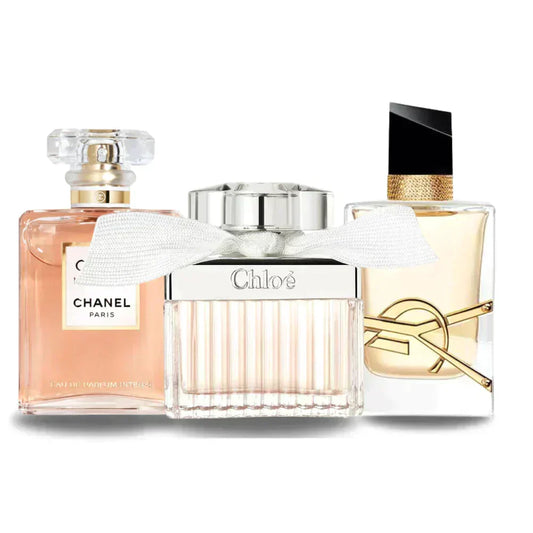 KIT 3 Perfumes: Chanel COCO MADEMOISELLE, Yves Saint Laurent LIBRE y CHLOÉ 100ml